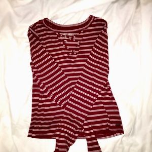 Hollister Striped Long Sleeved Lace Up Shirt